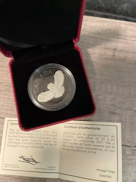 20 Canada Dollar Silber Münze 2017 The Barn Owl