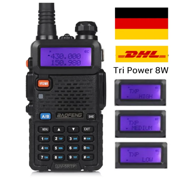Baofeng UV-5RTP 8W 10km Hohe Tri-Leistung UHF & VHF Hand Funkgerät Walkie Talkie
