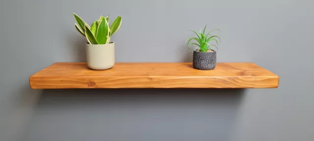 Rustic floating shelves solid wood handmade modern invisible brackets 140mm