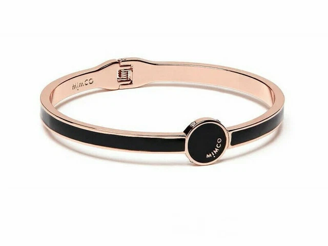 Mimco Nuance Black Rose Gold Slim Hinged Bangle Bracelet RRP $69.95 BNWT