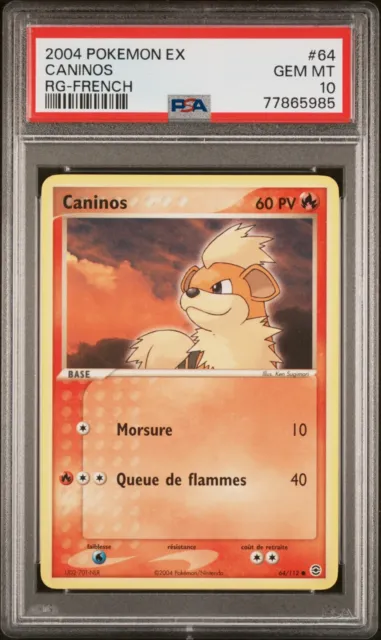 Carte Pokemon Caninos 64/112 EX Rouge feu Vert Feuille PSA 10 🔥🔥