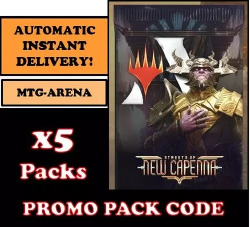 Magic Mtg Arena Code Card New Capenna 5 Boosters Packs Promo Packs (5 Codes) Snc