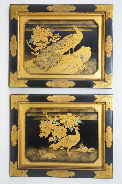 Japanese Cabinet Sliding Door Set with Beautiful Bird Images from Japan 0601D7