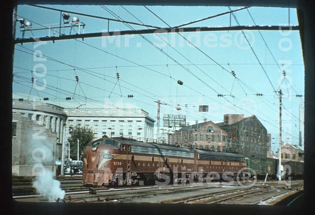 Duplicate Slide PRR Pennsylvania RR E8A 5760 & E8A W/Passenger Train