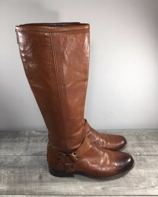 Frye #76849 Phillip Harness Tall Back Zip Leather Riding Women’s Boots Size 8