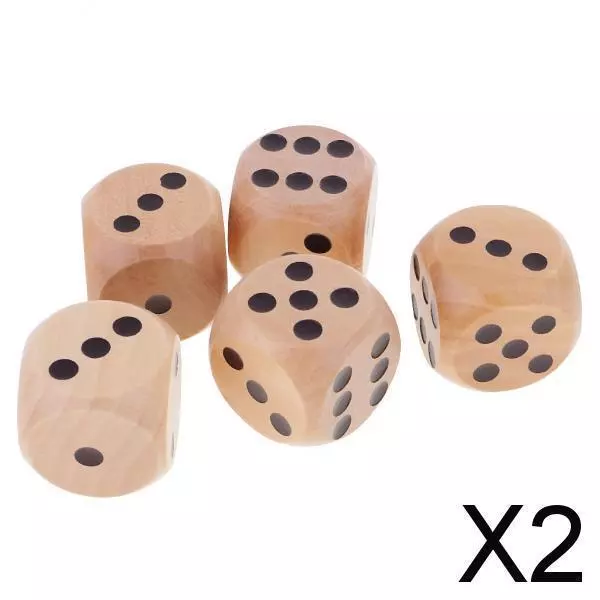 2x5 Pièces/ensemble 3 Cm Dés En Bois D6 Dés Pointillés à Six Faces pour