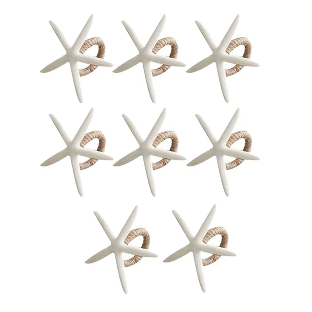 Set anelli tovaglioli stelle marine fatti a mano da 8, bianco finto mare stella S4411