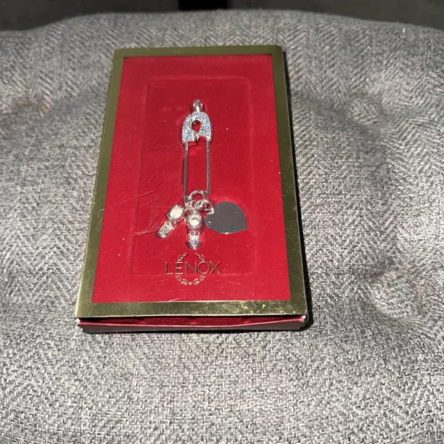 2005 Lenox Baby Jewels Holiday Boy Diaper Pin Christmas Ornament w/Box