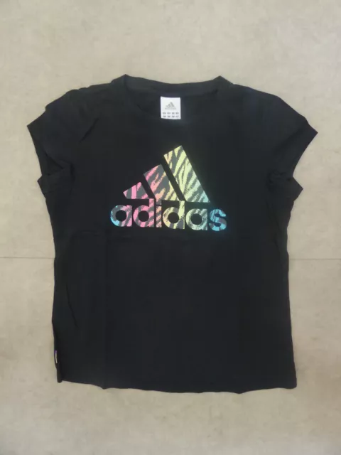 T-shirt femme noir/ logo multicolore Adidas - L