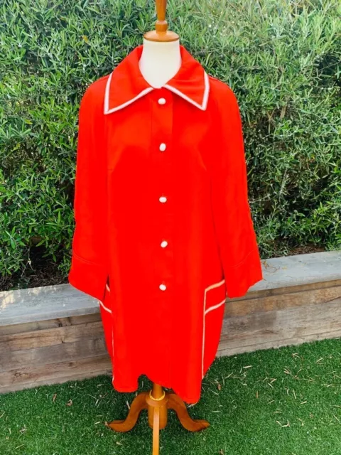 Vintage 60’s Spring Red Swing Sailor Coat Nautical Barbie Mod Trench Glam Size M