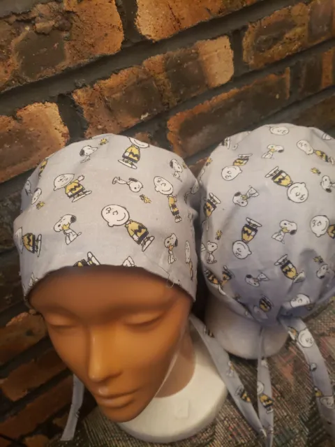 CHARLIE BROWN AND FRIEND.             Handmade SURGICAL SCRUB CAPS