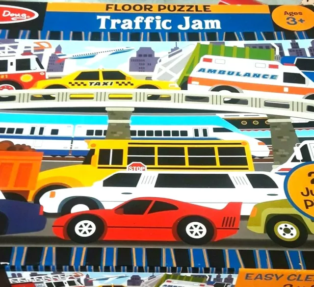 Melissa & Doug Traffic Jam Jumbo Jigsaw Floor Puzzles (24 pcs, 2 x 3 feet long)