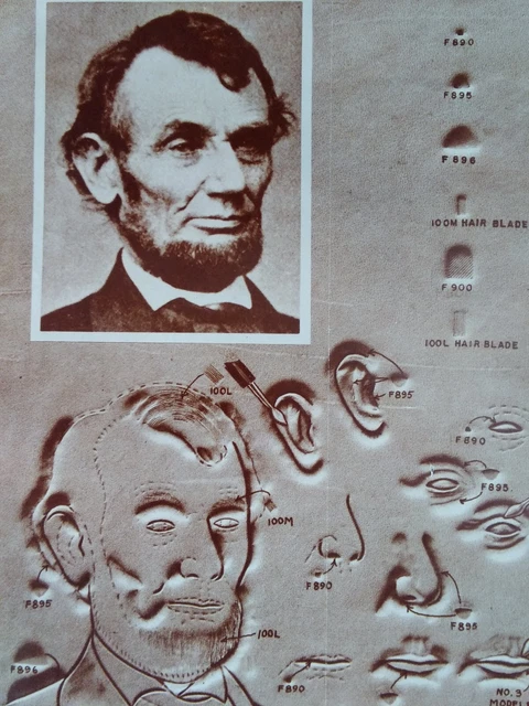Plantillas de cuero artesanal de colección década de 1960 Abraham Lincoln raras en muy buen estado plantillas
