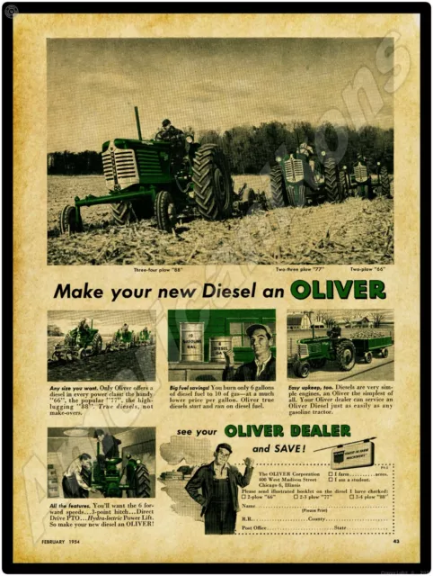 Oliver Tractors New Metal Sign: Models 88, 77, & 66 w/ Plows Attached