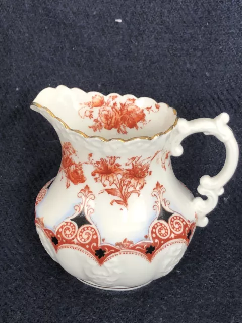 Antique aynsley bone china imari style jug / creamer 4” tall hand painted