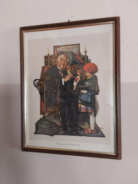 Norman Rockwell 1972 The Doctor And The Doll Lithograph Canvas Print 17"X 13"