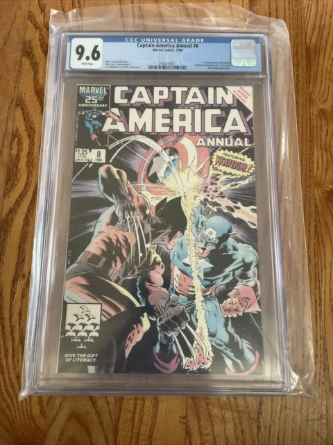 Captain America Annual #8 CGC 9.6, Zeck Wolverine Cover, 1st Overrider NM+, 1986