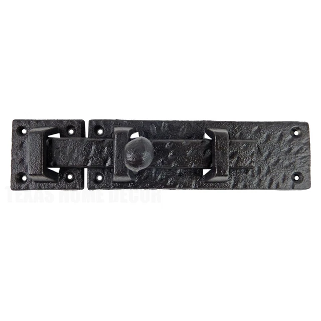 Large Cast Iron Barrel Slide Bolt Door Latch Hammered Look Heavy Duty Black