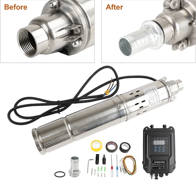 3" 48V 750W MPPT Screw Solar Bore Pump Submersible Deep Well Hole Steel