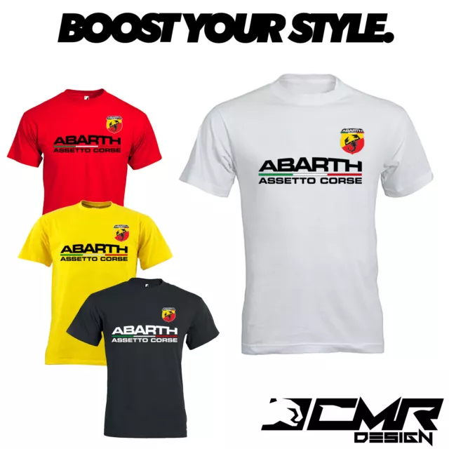 T-Shirt Maglietta Personalizzata ABARTH Corse Auto Tshirt Cotone Uomo Estiva