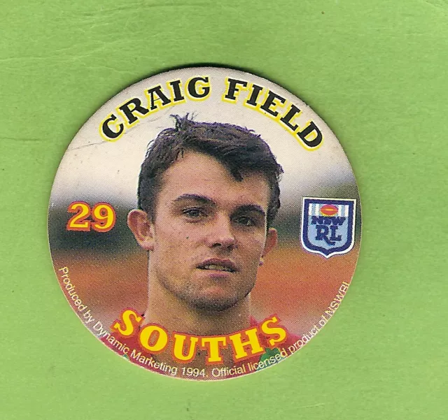 1994  Nsw Rugby League Tazo / Pog  #29 Craig Field, South Sydney Rabbitohs