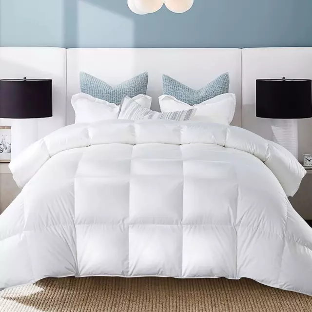 Goose down Comforter - White Queen Size All Season Feather and down Duvet - Luxu