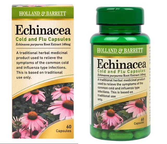 HOLLAND & BARRETT Echinacea Cold And Flu 60 Capsules 140mg £11.95