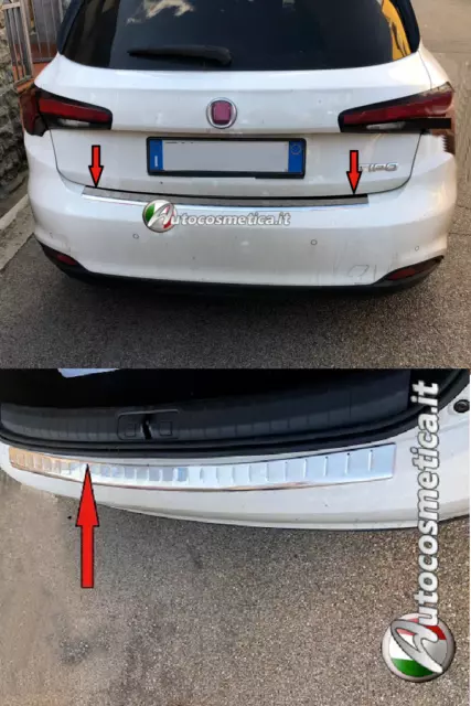 Battivaligia paraurti posteriore acciaio satinato per Fiat Tipo HB dal 2016-2023