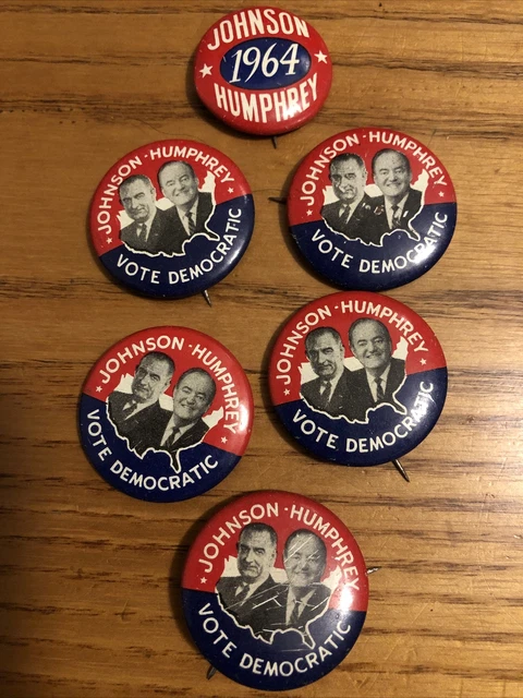 Lit of 6 1964 Lyndon Johnson & Humphrey Presidential Campaign Button LBJ