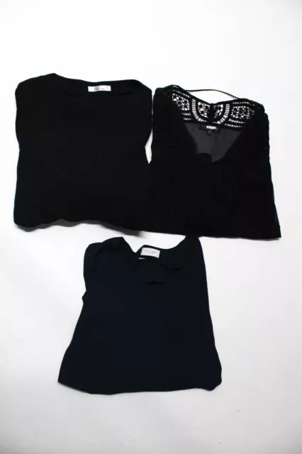Lola & Sophie Sanctuary Womens Solid Long Sleeve Blouses Black Size S Lot 3