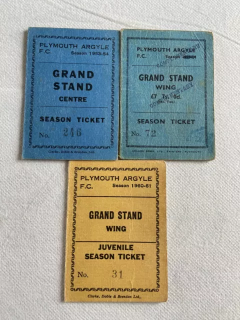 3 Plymouth Argyle Season Tickets