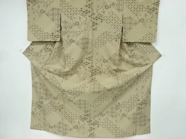 6549120: Japanese Kimono / Antique Kimono / Fushi Tsumugi / Woven Asanoha