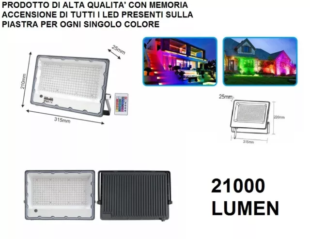 Faro Faretto Rgb Proiettore Led Multicolore 10W 20W 30W 50W 100W Esterno Interno