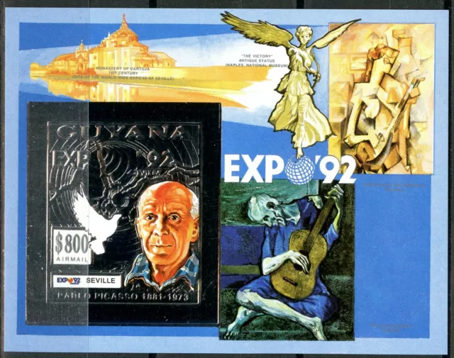 Guyana 1992 Pablo Picasso Expo Seville 92 Michel Block 233 B Silver 3988 Imperf