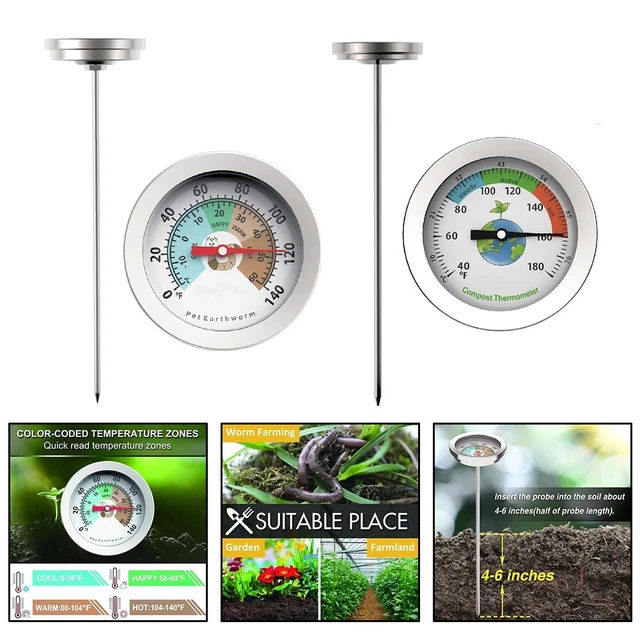 Thermomètre De Sol Avec Sonde En Verre - Longueur 32 Cm - Mesure De -10°C à 110°C - Pour Plantes Intérieures Et Extérieures, Jardin