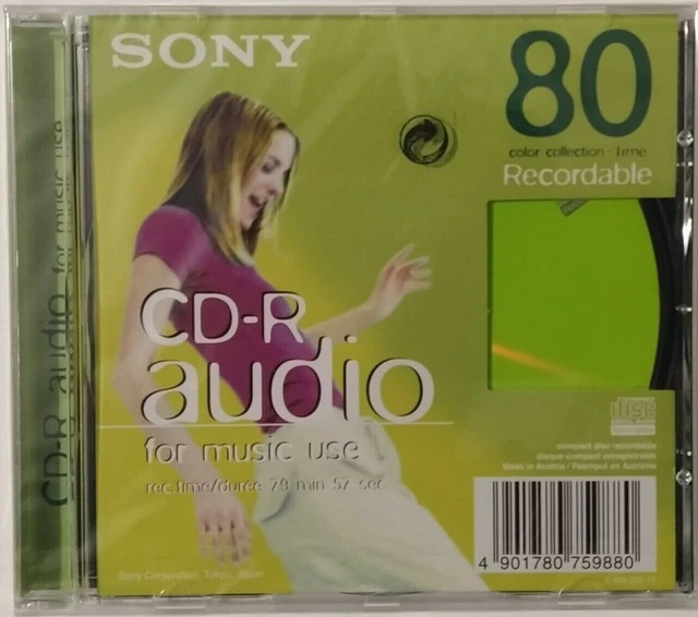 SONY CD-R80 CRM80CRG Audio Lime Green Music CDR Blank Recordable Disc ...