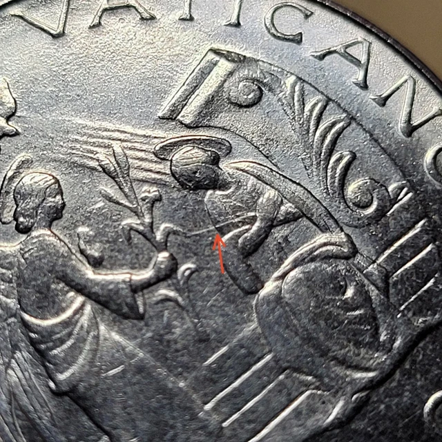 VATICANO 100 lire 1987 Giovanni Paolo II ERRORE FRATTURА DI CONIO AL ROVESCIO