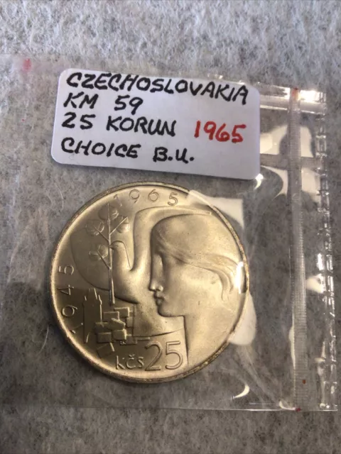 1965 Czechoslovakia 25 Korun  Choice BU