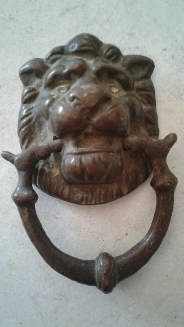 Vintage Brass Lion Head w/ Ring Drawer Cabinet Door Chest Pull Knob Hardware