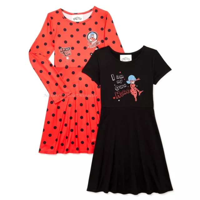 Miraculous Ladybug Girls Dress Set Size 4 5 6 8 10 12 Outfit Disney 2 Piece NWT