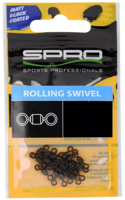 Spro Matt Black ROLLING SWIVEL #10 20 Stück Gr. 10 14kg Tönnchenwirbel Wirbel