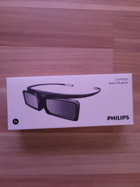 " Neu " 2 X Original " Philips Pta 529 Active 3D Brille " Ovp In Schwarz " Neu "