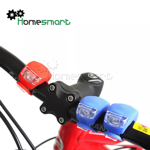 2PCS LED Silicone Mountain Bike Front Rear Lights Set Cycle Clip Light Lamp AHS
