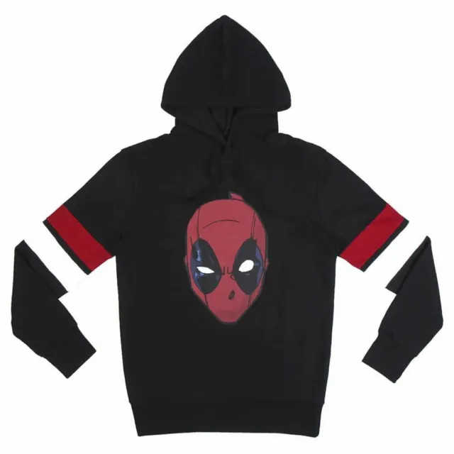 Unisex Marvel Deadpool Character Face Black Hooded Sweatshirt - Hoodie - Jumper
