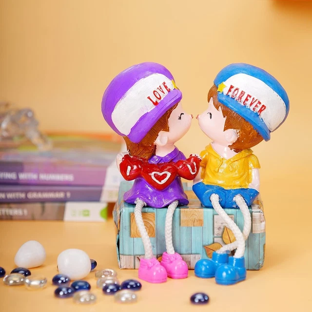 Statue miniature de couple d'amour romantique, pièce maîtresse, cadeau de...