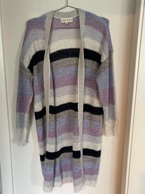 NWT Knox Rose Women's Striped Long Sleeve Open Front Cardigan Sweater size S