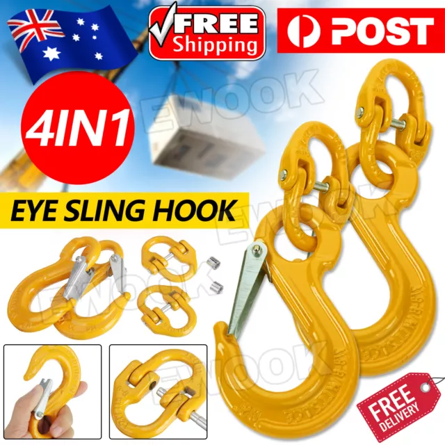 2X 8mm Hammerlock+ Eye Sling Hook Safety Chain Caravan Trailer connecting Extend