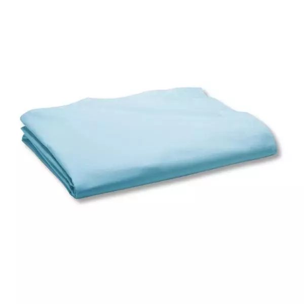 Drap plat Bleu Portofino, 240x300cm, 2 personnes, 100% Coton 57 fils, Doux et ré