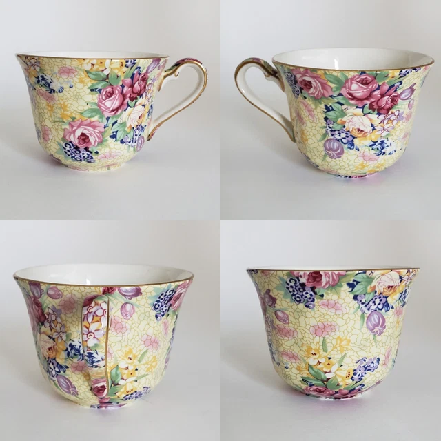2 Royal Winton Grimwades Welbeck Tea Trios Cup Saucer & Plate Yellow Chintz 1995 5