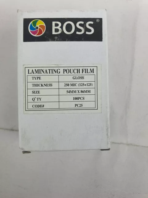 Boss - Premium Brand Laminating Pouches - 250 Micron - 54x86mm - Pack of 100